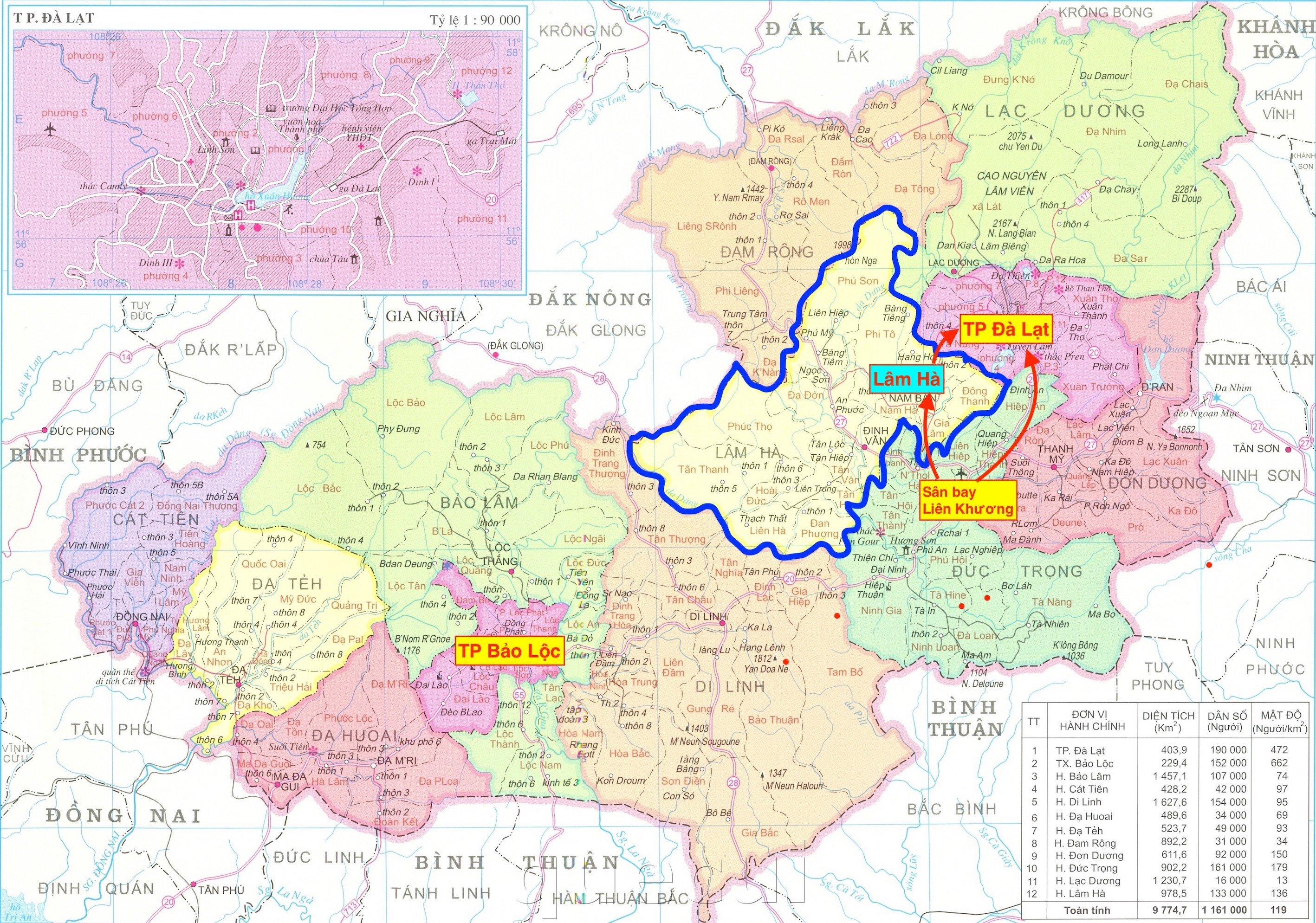 Bản đồ Huyện Lâm Hà 
