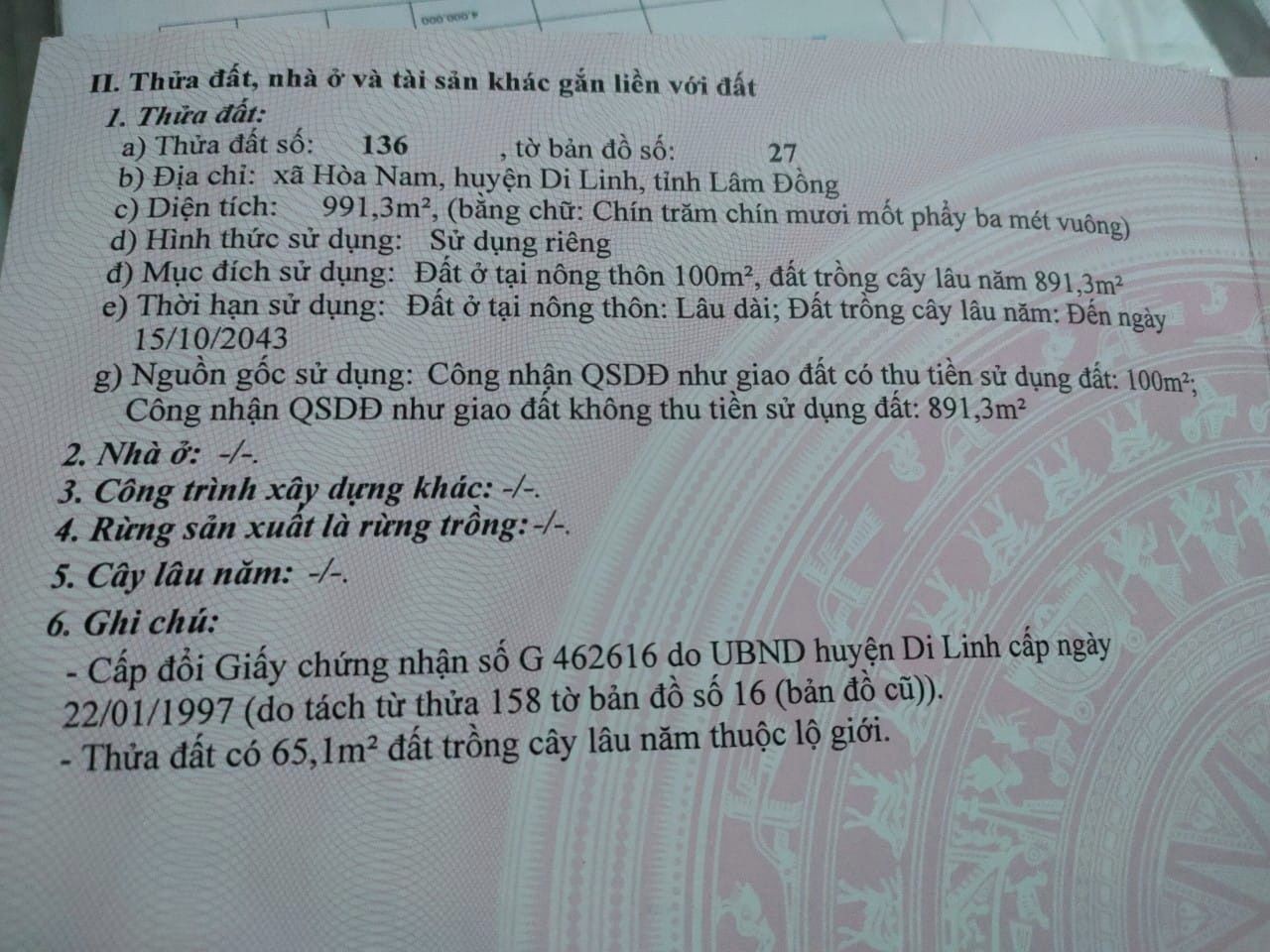ban lo dat 249m2 tai xa hoa nam   di linh   lam dong