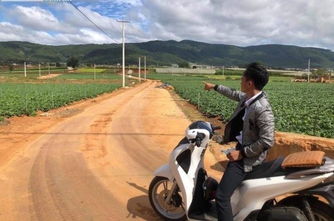 ban lo dat 100m2 ngay quoc lo 27 thi tran thanh my don duong lam dong