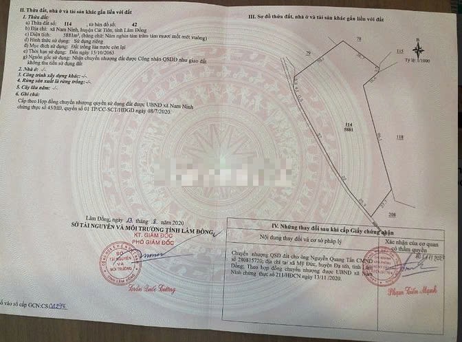 can ban 1 hecta tu   14 117m2  dat o xa nam ninh huyen da huoai tinh lam dong